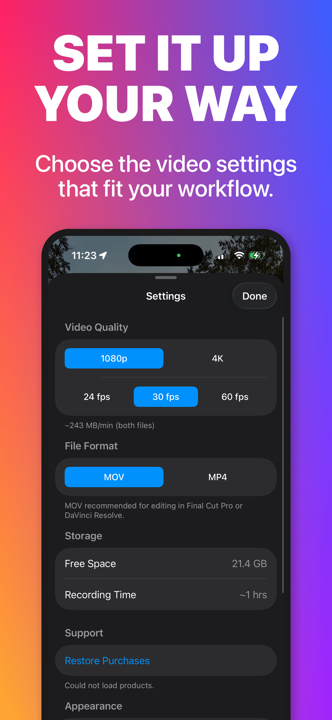 Control Quality - video settings